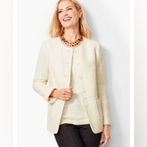 Talbots Boiled Wool Ivory Blazer Jacket Size 14